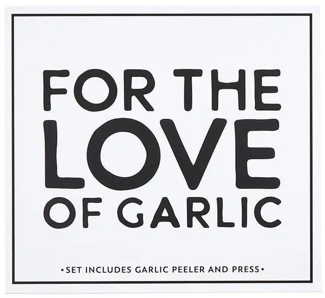 Main image of Gift Set Kitchen Essentials Tool Kit Black and White Cardboard Book Gifts, 3-Pieces, Love Garlic