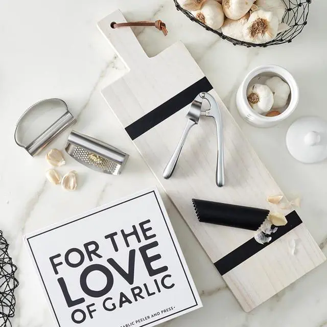 Alt view image 4 of 4 - Gift Set Kitchen Essentials Tool Kit Black and White Cardboard Book Gifts, 3-Pieces, Love Garlic
