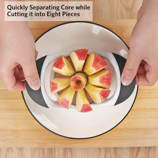 Alt view image 2 of 7 - Slicer & Corer Set, Apple Cutter and Fruit Slicer with Sharp Stainless Steel Blades and Ergonomic Non-Slip Handles, Ideal for Cutting a Wide Range of Fruits, Black