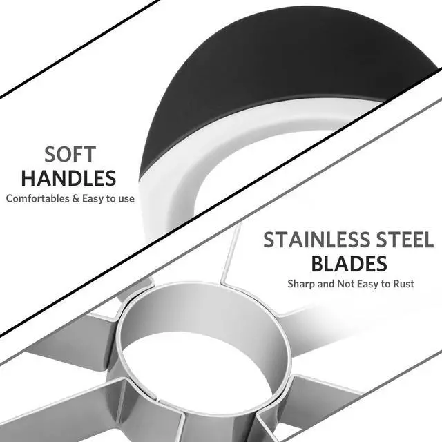 Alt view image 4 of 7 - Slicer & Corer Set, Apple Cutter and Fruit Slicer with Sharp Stainless Steel Blades and Ergonomic Non-Slip Handles, Ideal for Cutting a Wide Range of Fruits, Black