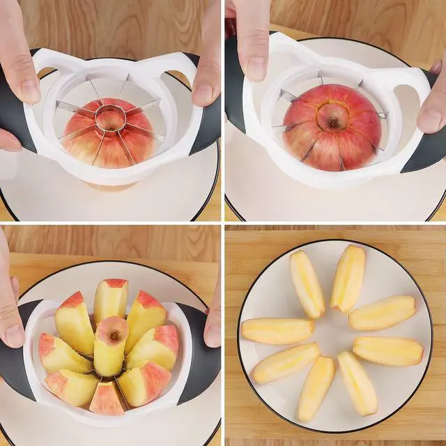 Alt view image 7 of 7 - Slicer & Corer Set, Apple Cutter and Fruit Slicer with Sharp Stainless Steel Blades and Ergonomic Non-Slip Handles, Ideal for Cutting a Wide Range of Fruits, Black