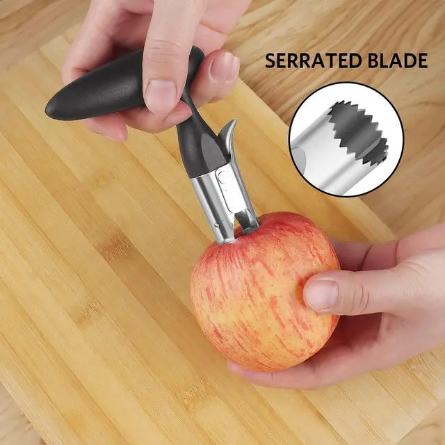 Alt view image 3 of 7 - Slicer & Corer Set, Apple Cutter and Fruit Slicer with Sharp Stainless Steel Blades and Ergonomic Non-Slip Handles, Ideal for Cutting a Wide Range of Fruits, Black