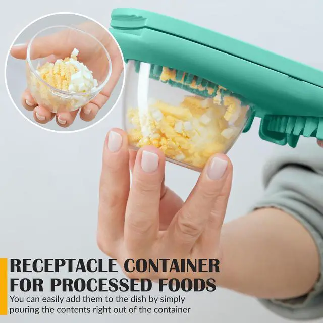Alt view image 4 of 7 - Egg Slicer for Hard Boiled Eggs - 3 Slice Modes Egg Cutter, Heavy Duty, Stainless Steel Dicer - Kitchen Chopper Tool for Strawberry, Mushroom, Grape, Cherry Tomato - Mint Green