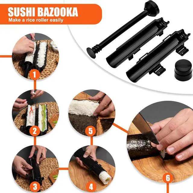 Alt view image 3 of 7 - Sushi Making Kit, 28 in 1 Sushi Roller Kit with Bamboo Mats, Sushi Bazooka, Nigiri Gunkan Sushi Mold, Musubi Maker, Rice Ball Mold & More