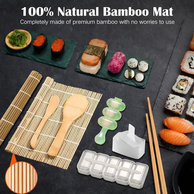 Alt view image 5 of 7 - Sushi Making Kit, 28 in 1 Sushi Roller Kit with Bamboo Mats, Sushi Bazooka, Nigiri Gunkan Sushi Mold, Musubi Maker, Rice Ball Mold & More