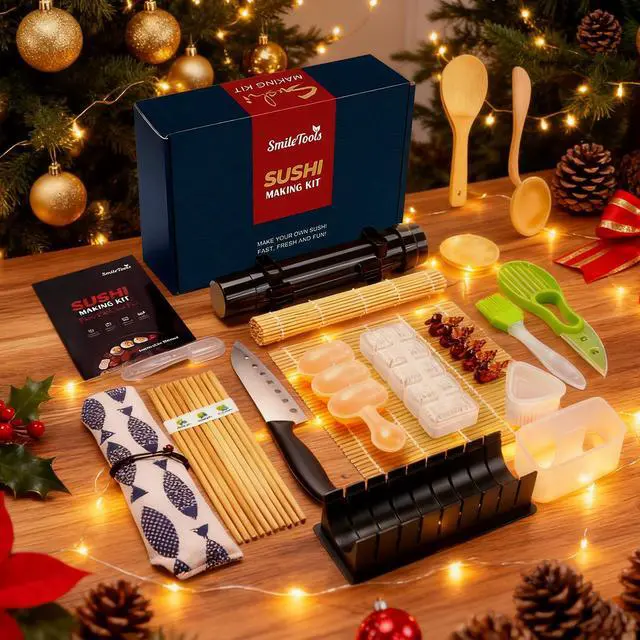 Alt view image 7 of 7 - Sushi Making Kit, 28 in 1 Sushi Roller Kit with Bamboo Mats, Sushi Bazooka, Nigiri Gunkan Sushi Mold, Musubi Maker, Rice Ball Mold & More