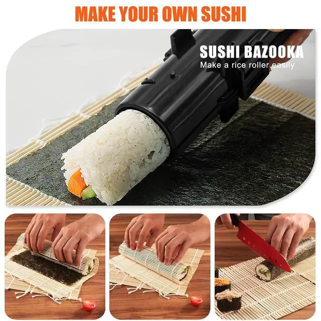 Alt view image 4 of 7 - Sushi Making Kit, 28 in 1 Sushi Roller Kit with Bamboo Mats, Sushi Bazooka, Nigiri Gunkan Sushi Mold, Musubi Maker, Rice Ball Mold & More