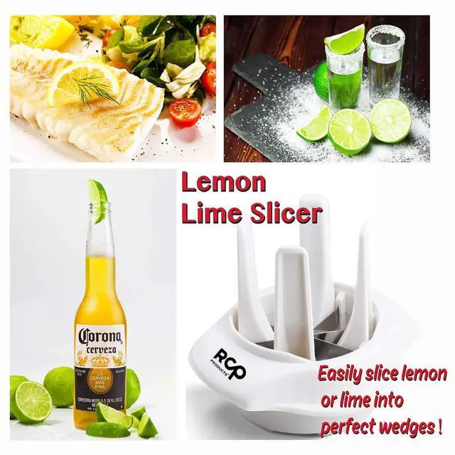 Alt view image 2 of 5 - Lemon/Lime Slicer, to Garnish Food Drink - Stainless Steel Lime Cutter | Lemon Wedge Cutter for Perfect Lime Slices rebanador de limon - Chelda Lemon Salt and Tequila