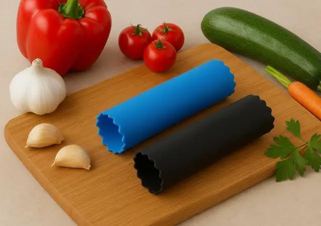 Alt view image 3 of 7 - Garlic Peeler Set 2 Pack Silicone Tube Rollers (Blue & Black) | Quickly Peel Garlic Cloves Without Mess | Food-Grade, Odor-Free, Dishwasher Safe Kitchen Tool