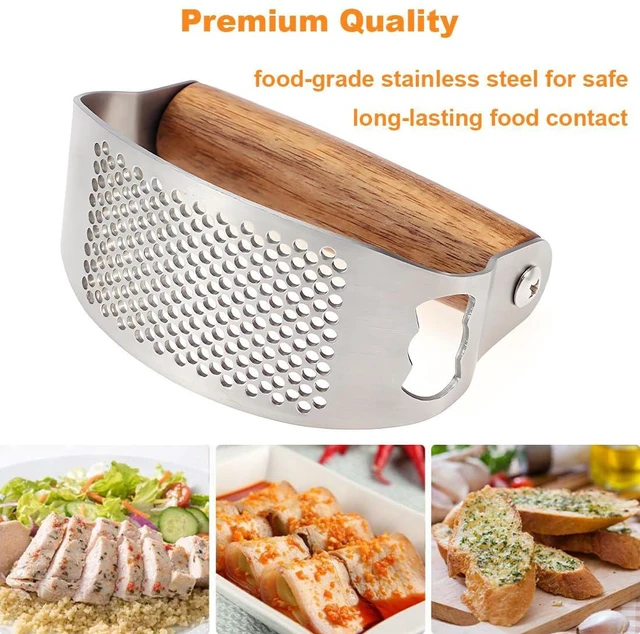 Alt view image 6 of 7 - Garlic Press Rocker Stainless Steel Ginger Crusher, Garlic Mincer and Squeezer Kitchen Gadget with Ergonomic handle, Silicone Tube Garlic Peeler, Scraper and Cleaning Brush Tool Set