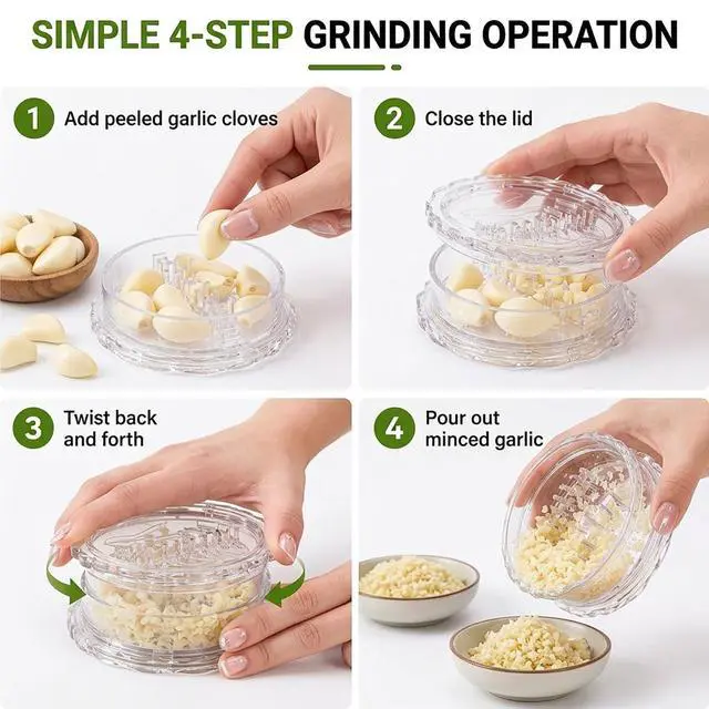 Alt view image 5 of 6 - Garlic Mincer, Garlic Twister Mincer, Manual Garlic Twister, Clear Hand Twist Garlic Grinder and Mincer, Multi-Function Tool for Garlic, Ginger, Herbs and Nuts, Easy to Clean Kitchen Gadget