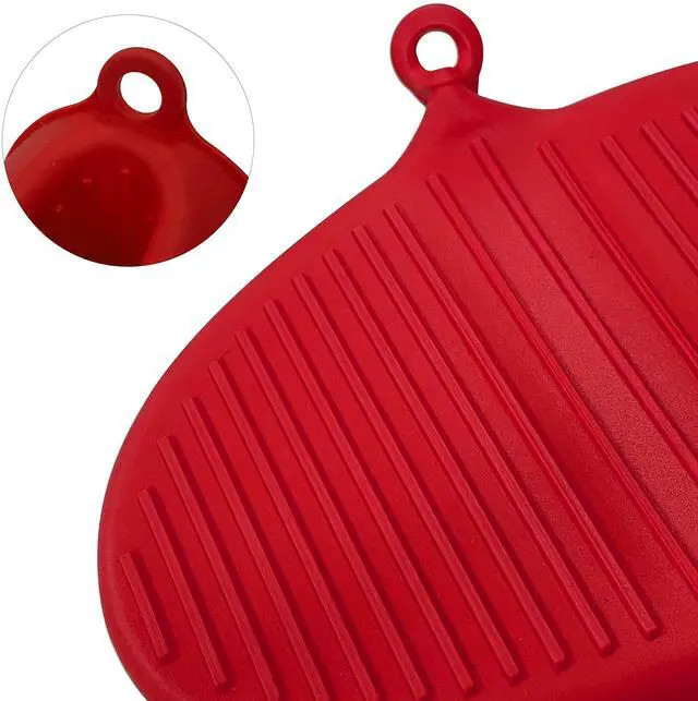 Alt view image 7 of 7 - Thickened Mini Silicone Oven Mitts Heat Resistant, Rubber Oven Mitt Gloves, Finger Pinch Grips, Pot Holder, Silicone Potholder for Kitchen Cooking & Baking 1 Pair, Red
