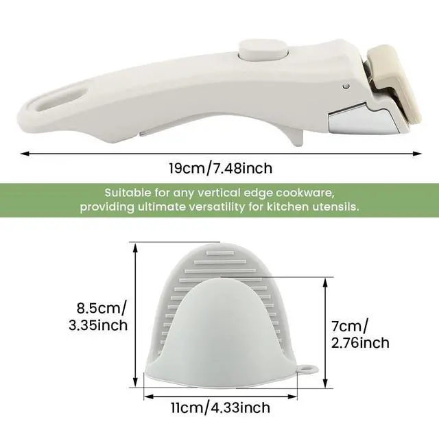 Alt view image 2 of 7 - Cream White Detachable Pan Handles with 2 PCS Silicone Oven Mitts Heat Resistant, Universal Pan Replacement Handles for Pots and Pans
