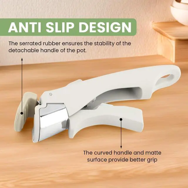 Alt view image 6 of 7 - Cream White Detachable Pan Handles with 2 PCS Silicone Oven Mitts Heat Resistant, Universal Pan Replacement Handles for Pots and Pans