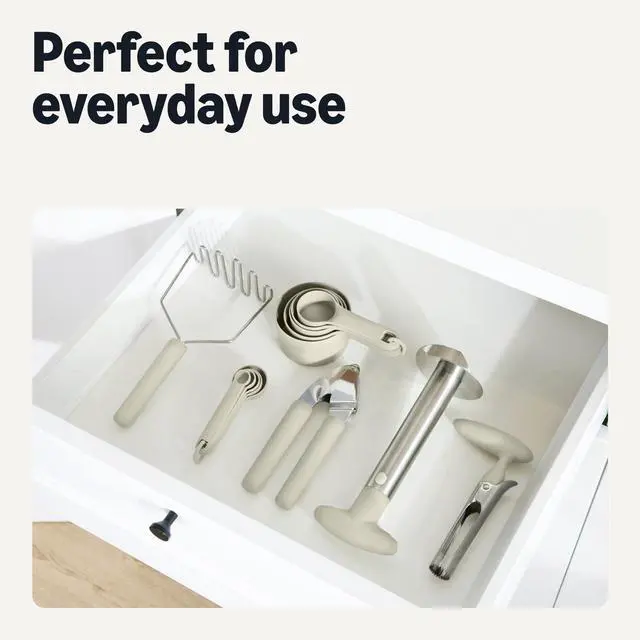 Alt view image 6 of 7 - Garlic Press, Stainless Steel, Soft Grip Handle, Dishwasher-Safe, Linen Gray