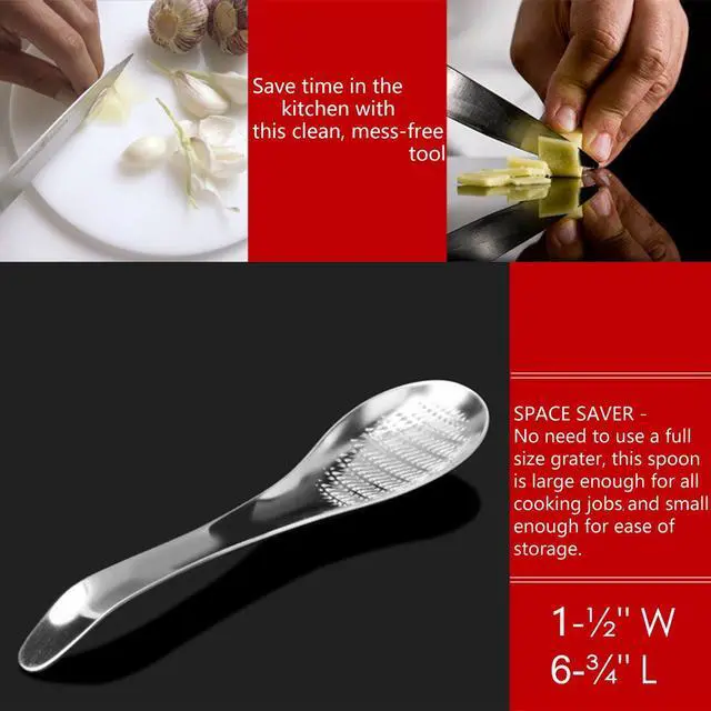 Alt view image 5 of 7 - Stainless Steel Ginger Grater Spoon Lime Lemon Zester Cheese Grater Wasabi Ginger Stainless Garlic Press Grinding Gadget
