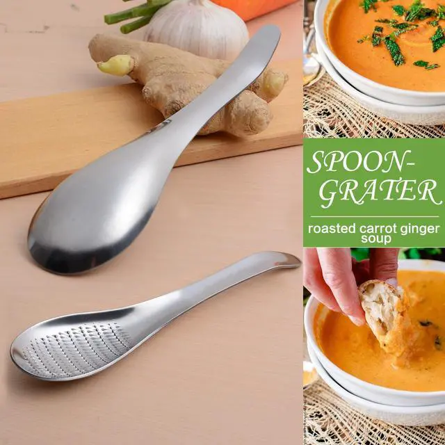 Alt view image 7 of 7 - Stainless Steel Ginger Grater Spoon Lime Lemon Zester Cheese Grater Wasabi Ginger Stainless Garlic Press Grinding Gadget