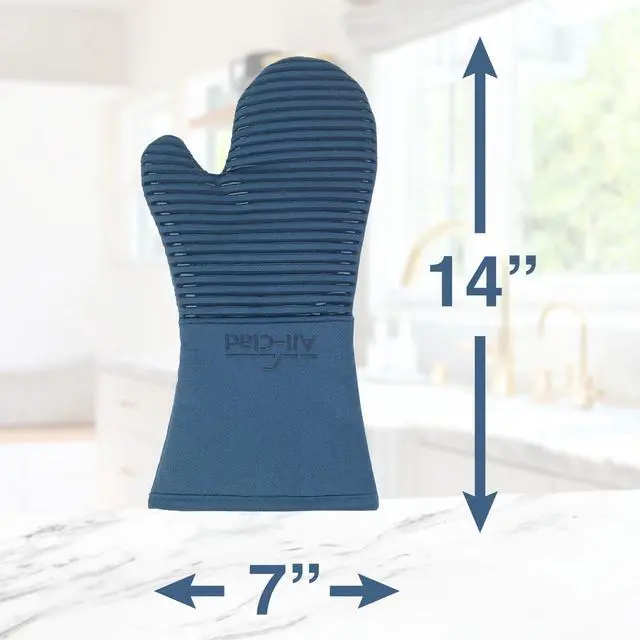 Alt view image 3 of 7 - Premium Silicone Oven Mitts, 2-Pack, Indigo