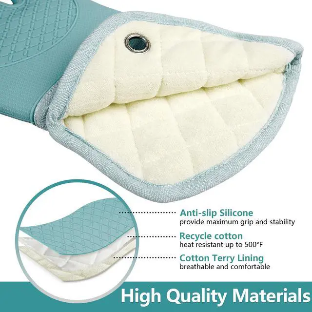 Alt view image 3 of 7 - Microwave Silicone Oven Mitts one Pair, Kitchen Mitten Set
