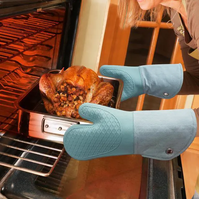 Alt view image 4 of 7 - Microwave Silicone Oven Mitts one Pair, Kitchen Mitten Set