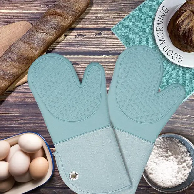 Alt view image 6 of 7 - Microwave Silicone Oven Mitts one Pair, Kitchen Mitten Set