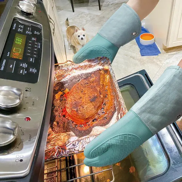 Alt view image 7 of 7 - Microwave Silicone Oven Mitts one Pair, Kitchen Mitten Set