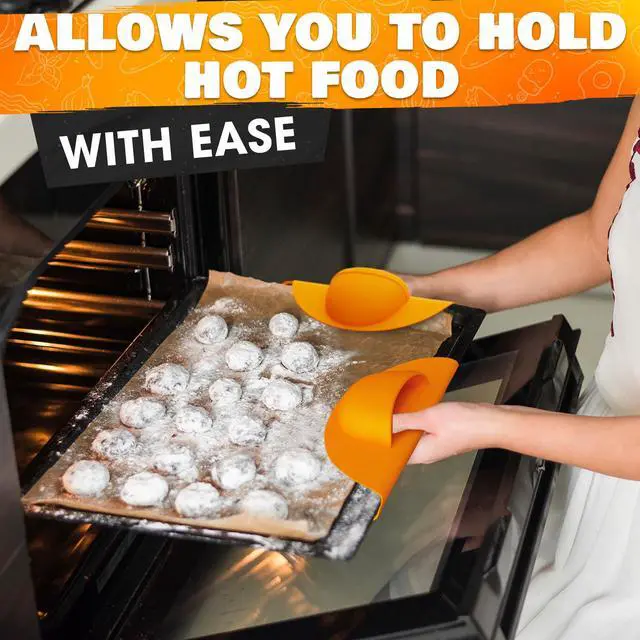 Alt view image 6 of 7 - Silicone BBQ Grill Mitts, 480°F Heat-Resistant (Yellow)