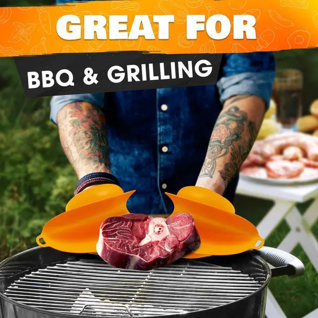 Alt view image 5 of 7 - Silicone BBQ Grill Mitts, 480°F Heat-Resistant (Yellow)