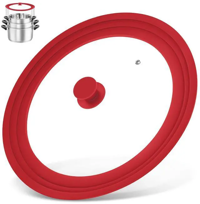 Main image of Extra Large 13-14-15 in Universal Lid for Oversized Pots, Pans and Skillets, Pot Lid Tempered Glass Lid with Heat-Resistant Silicone Edge, Cookware Lids, Replacement Frying Pan Cover