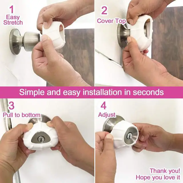 Alt view image 3 of 6 - Silicone Door knob Grips Maximum Grip Nonslip Arthritis & Senior Living Aids Grippy Easy Open Fits All Door Knob Universal Size Decorative (Foggy Clear)