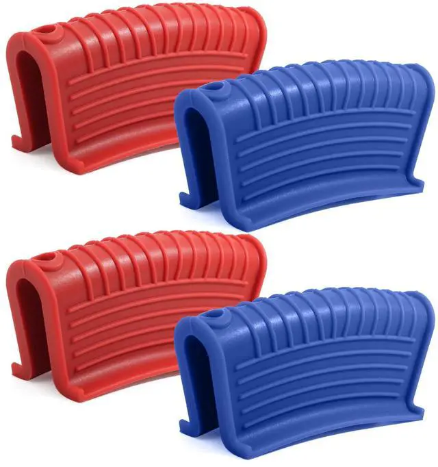 Main image of Silicone Hot Pan Handle Holder, Red + Blue
