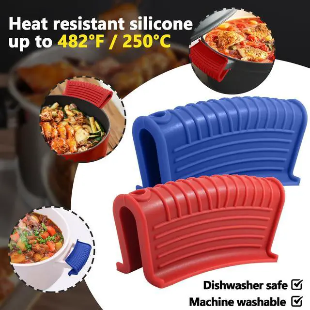 Alt view image 3 of 7 - Silicone Hot Pan Handle Holder, Red + Blue