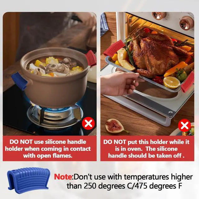 Alt view image 6 of 7 - Silicone Hot Pan Handle Holder, Red + Blue