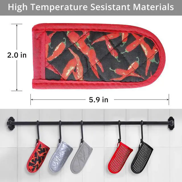 Alt view image 6 of 7 - Cast Iron Skillet Handle Covers,Pot Handle Covers Heat Resistant,Pot Holders for Kitchen Heat Resistant,Machine Washable Handle Mitts,2 PCS(Red Pepper)