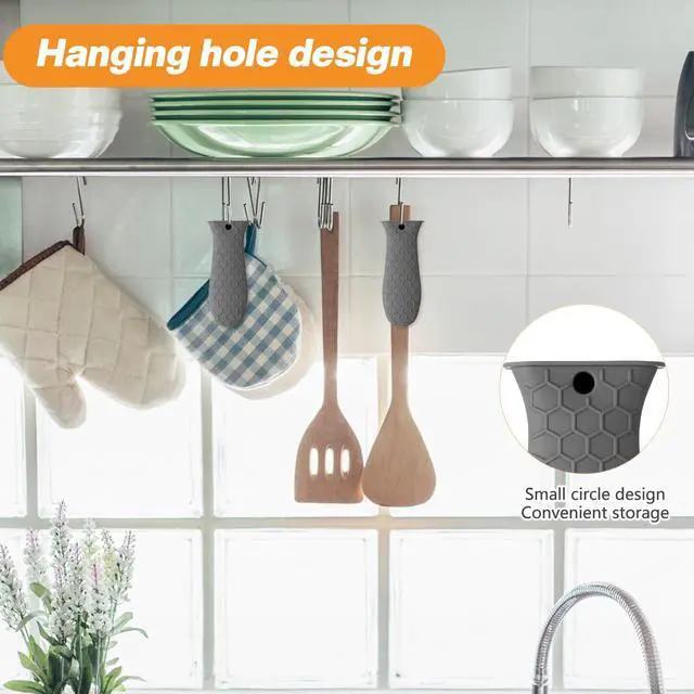 Alt view image 6 of 7 - Silicone Handle Cover for Cast Iron Skillet Kitchen Silicone Handles for Pots and Pans Non-Slip Pot Holder Sleeve for Fry Pan Griddles Metal Aluminum Cookware(Grey)