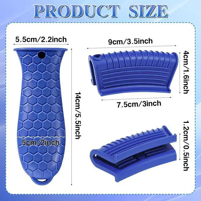 Alt view image 2 of 7 - Silicone Hot Handle Cover Heat Resistant Pot Grip Holder Non-Slip Pot Handle Pan Sleeve Grip Potholder for Cast Iron Skillets, Griddles, Frying Pans and Metal Cookware (Blue)