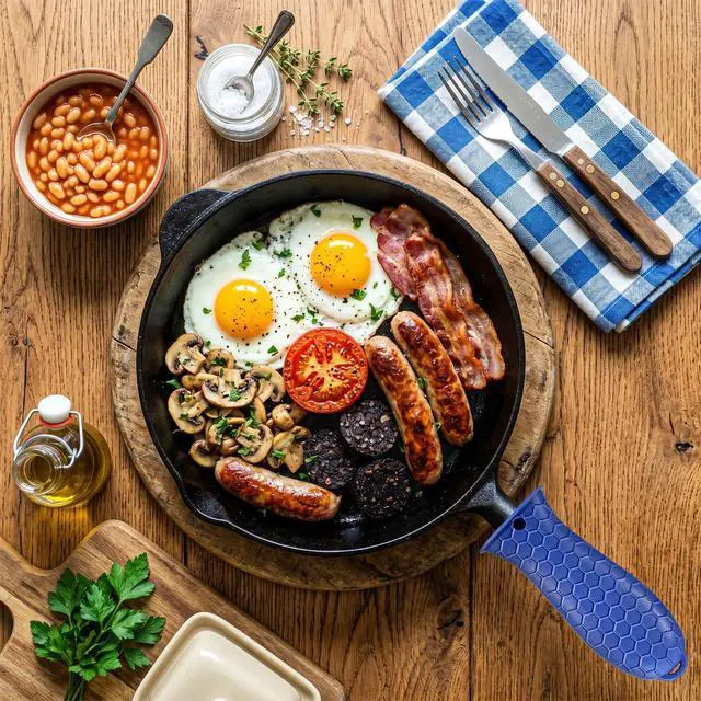 Alt view image 5 of 7 - Silicone Hot Handle Cover Heat Resistant Pot Grip Holder Non-Slip Pot Handle Pan Sleeve Grip Potholder for Cast Iron Skillets, Griddles, Frying Pans and Metal Cookware (Blue)