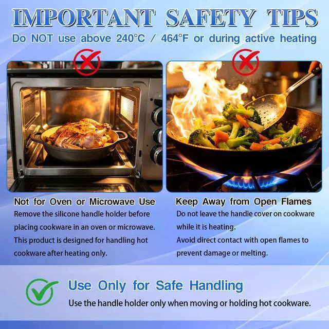 Alt view image 4 of 7 - Silicone Hot Handle Cover Heat Resistant Pot Grip Holder Non-Slip Pot Handle Pan Sleeve Grip Potholder for Cast Iron Skillets, Griddles, Frying Pans and Metal Cookware (Blue)