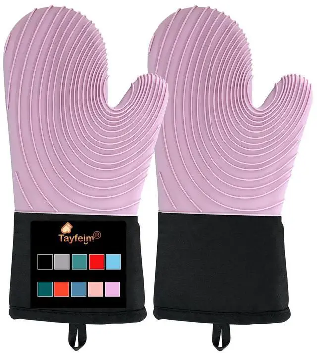 Main image of Silicone Oven Mitts - Oven Mitts Heat Resistant 500F 13.6 IN,FDA BPA-Free Soft Lining Grippy Design Waterproof Flexible Oven Gloves,Oven Mits Set for Cooking baking Kitchen Mittens Pot Holders