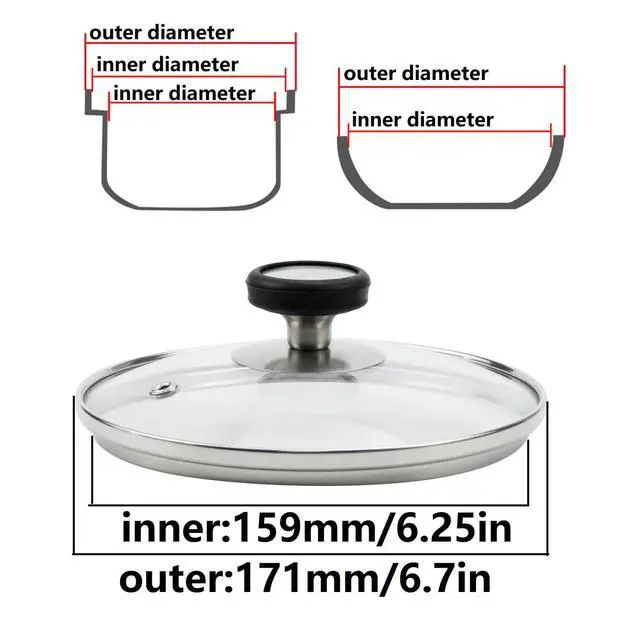 Alt view image 2 of 7 - Inch Universal Tempered Pot Lid Glass Covers for Frying Pan
