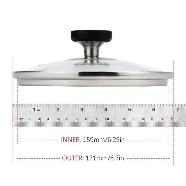 Alt view image 7 of 7 - Inch Universal Tempered Pot Lid Glass Covers for Frying Pan