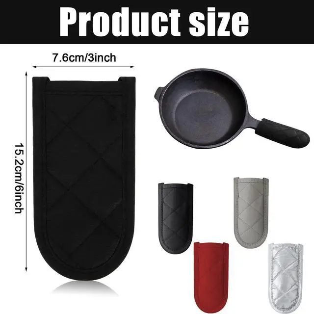 Alt view image 2 of 6 - Cast Iron Skillet Handle Covers, Pot Handle Covers Heat Resistant, Hot Pan Sleeve Skillet Mitt Holder Non Slip for Kitchen Cooking BBQ and Baking Cookware Tools (Black,Red,Beige)