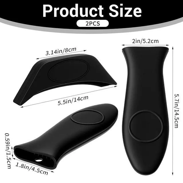 Alt view image 2 of 7 - cast Iron Handle, Silicone Handle for Cast Iron Skillet, Heat-Resistant Cast Iton Handles Sleeve for Frying Pan Cast Irons Skillet Griddle Cookware,Black