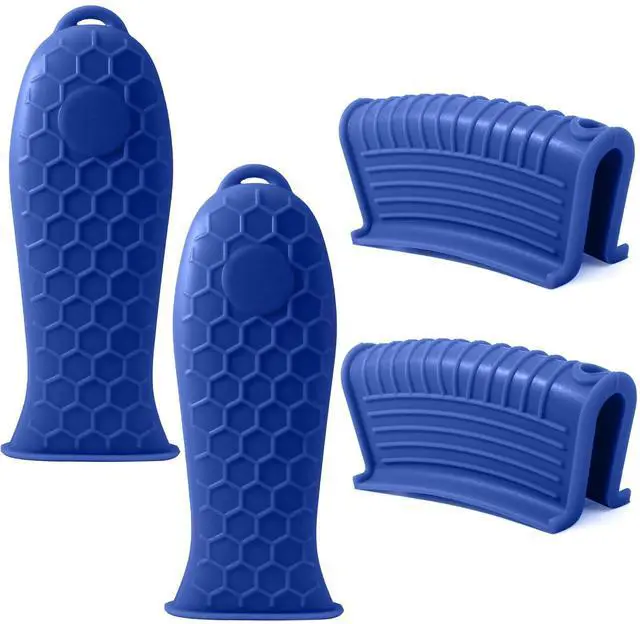 Main image of Silicone Hot Handle Holder Sleeve Set, Blue, 4 Pieces