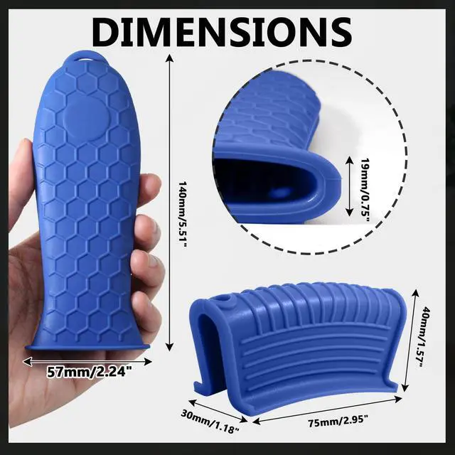 Alt view image 2 of 7 - Silicone Hot Handle Holder Sleeve Set, Blue, 4 Pieces