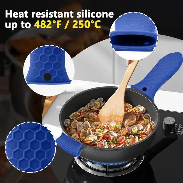 Alt view image 3 of 7 - Silicone Hot Handle Holder Sleeve Set, Blue, 4 Pieces