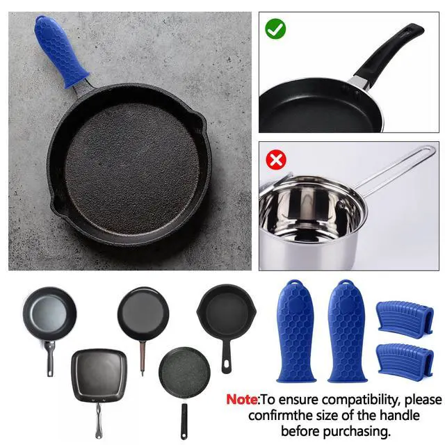 Alt view image 6 of 7 - Silicone Hot Handle Holder Sleeve Set, Blue, 4 Pieces