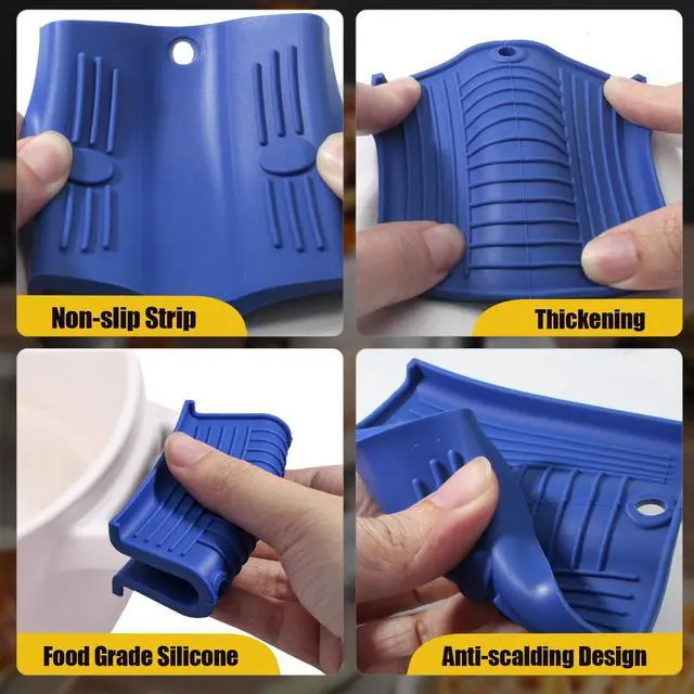 Alt view image 4 of 7 - Silicone Hot Handle Holder Sleeve Set, Blue, 4 Pieces