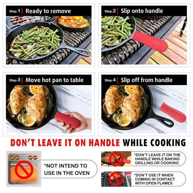 Alt view image 3 of 7 - Heatproof Cast Iron Handle Cover Holder for Hot Skillet Pan