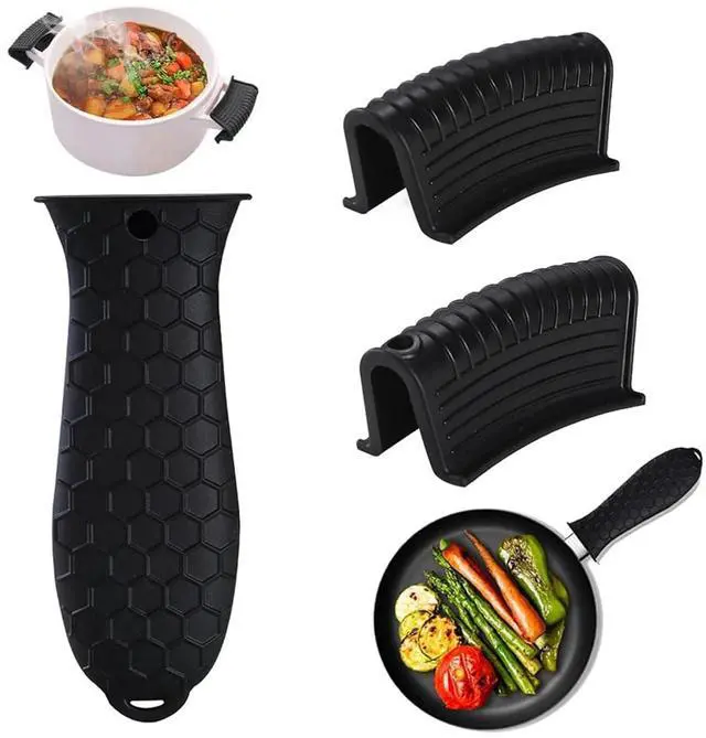 Main image of Silicone Hot Handle Holders Cover, Assist Pan Handle Sleeve Pot,Non-Slip Pot Holder Sleeve,Frying Pan Casserole Oven Tray Baking Sheets Casserole Cookware(Black)